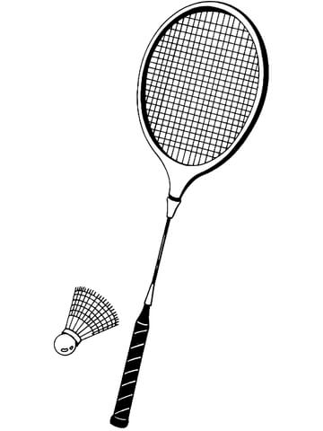 Shuttlecock And Badminton Racket Coloring Page